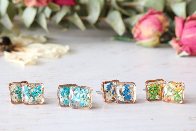 Square Studs: Choose Gold, Silver, Rose Gold