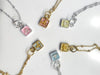 Bees Squared Necklace in Silver or Gold (Pink, Yellow or Blue)