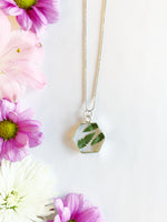 Hexagon Necklace with Leather Fern