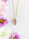 Arrow Necklace with Pink Flowers