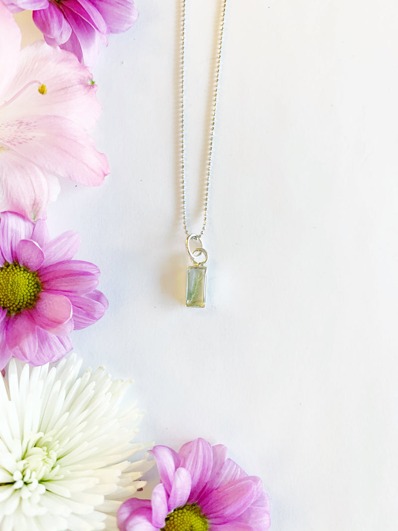 Rectangle Necklace with Asparagus Fern
