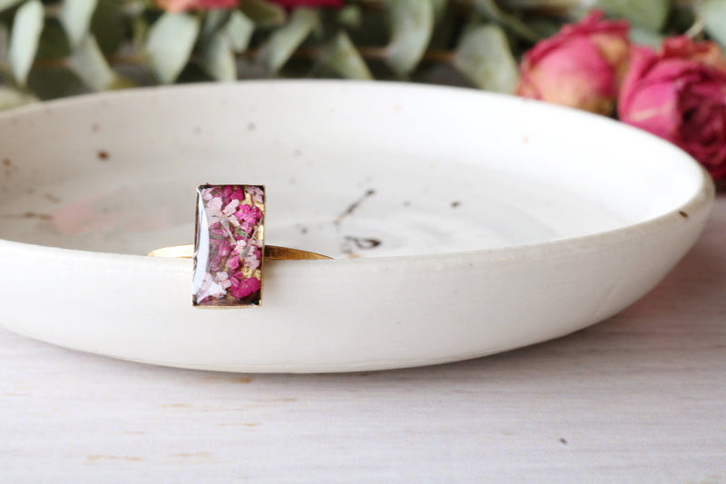 Dainty Pink Rectangle Ring