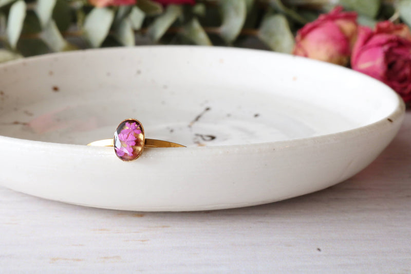 Dainty Hot Pink Oval Ring