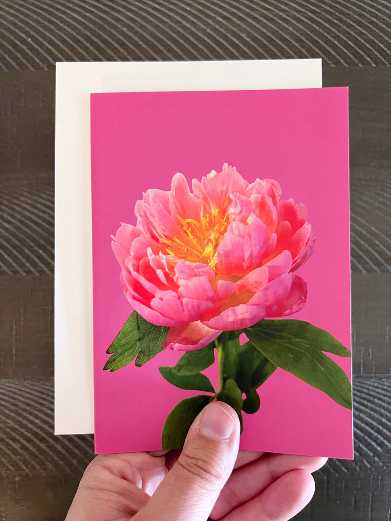 Blank Card, Pink Peony