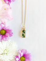 Rectangle Necklace with Lace Fern
