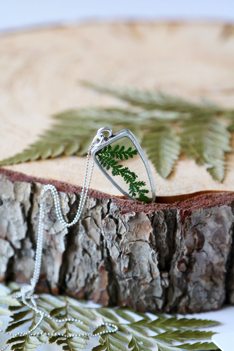 Arrow Necklace with Lace Fern