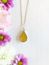 Teardrop Necklace with Yellow & Orange Flowers