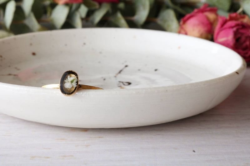 Dainty White Oval Ring