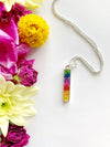 Bar Necklace with Rainbow Flowers