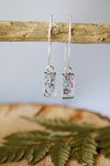 Rectangle Threader Earrings with Purple & Light Blue