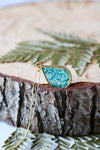Teardrop Necklace with Teal & Light Blue Flowers