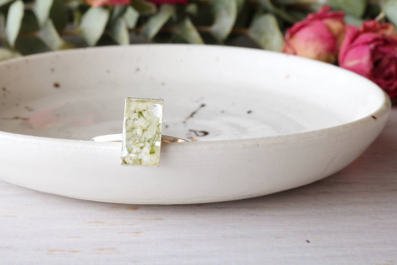 Dainty White Rectangle Ring