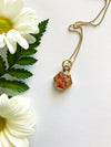 Hexagon Necklace with Red & Orange Flowers