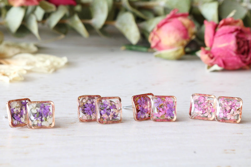 Square Studs: Choose Gold, Silver, Rose Gold