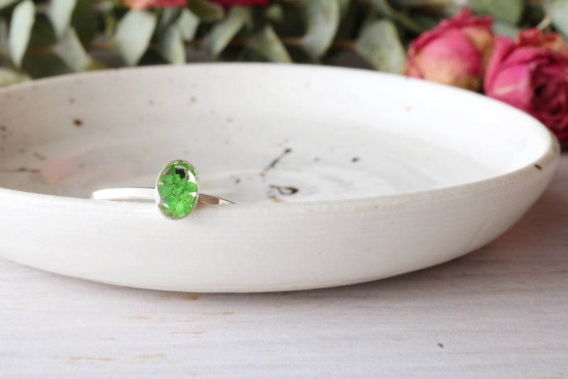 Dainty Green Oval Ring