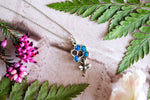 Small Honeycomb Necklace with Blue Flowers