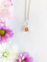 Square Necklace with Pink & Orange