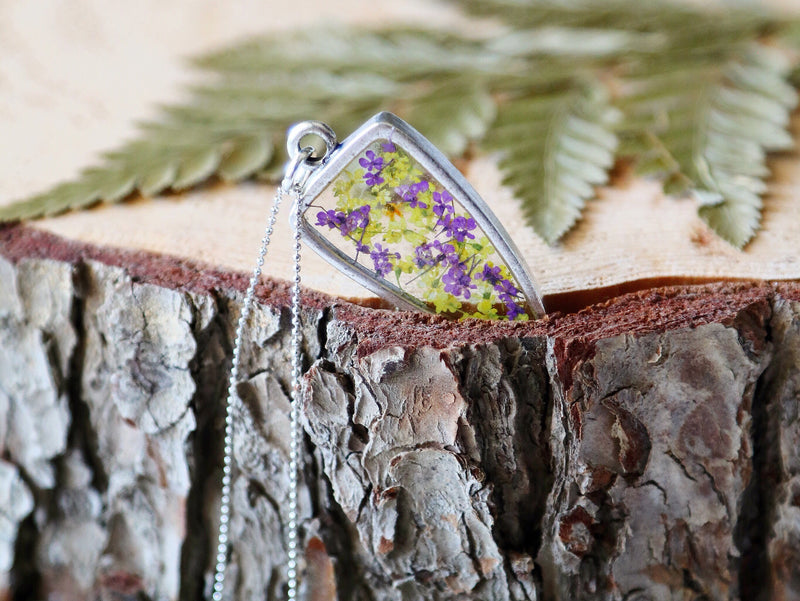 Arrow Necklace with Yellow & Purple Flowers