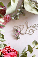 Small Honeycomb Necklace with Hot Pink Flowers