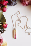 Bar Necklace with Pink Ombré Flowers