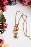 Large Honeycomb Necklace with Pink Flowers