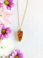 Arrow Necklace with Red & Orange Flowers