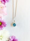 Hexagon Necklace with Blue Flowers